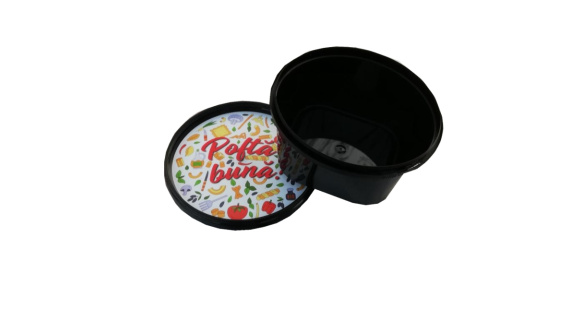 Bol negru ciorba din PP cu capac(sigiliu), 100buc/set