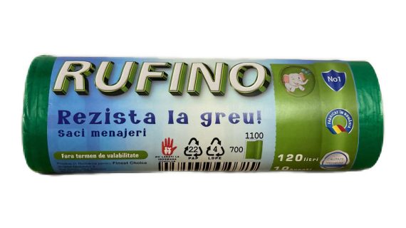 ️ Saci menaj Rufino 120L – foarte rezistenti, 350g/rola | Rufino rezistă la greu!